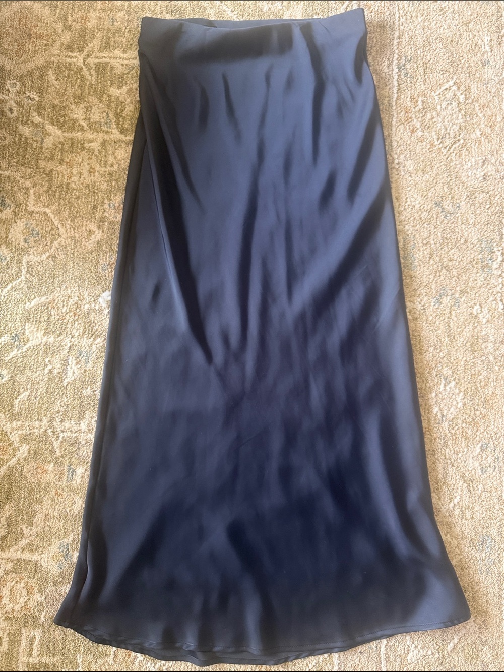 Zara Satin like Navy Maxi Slip Skirt - Picture 2 of 3